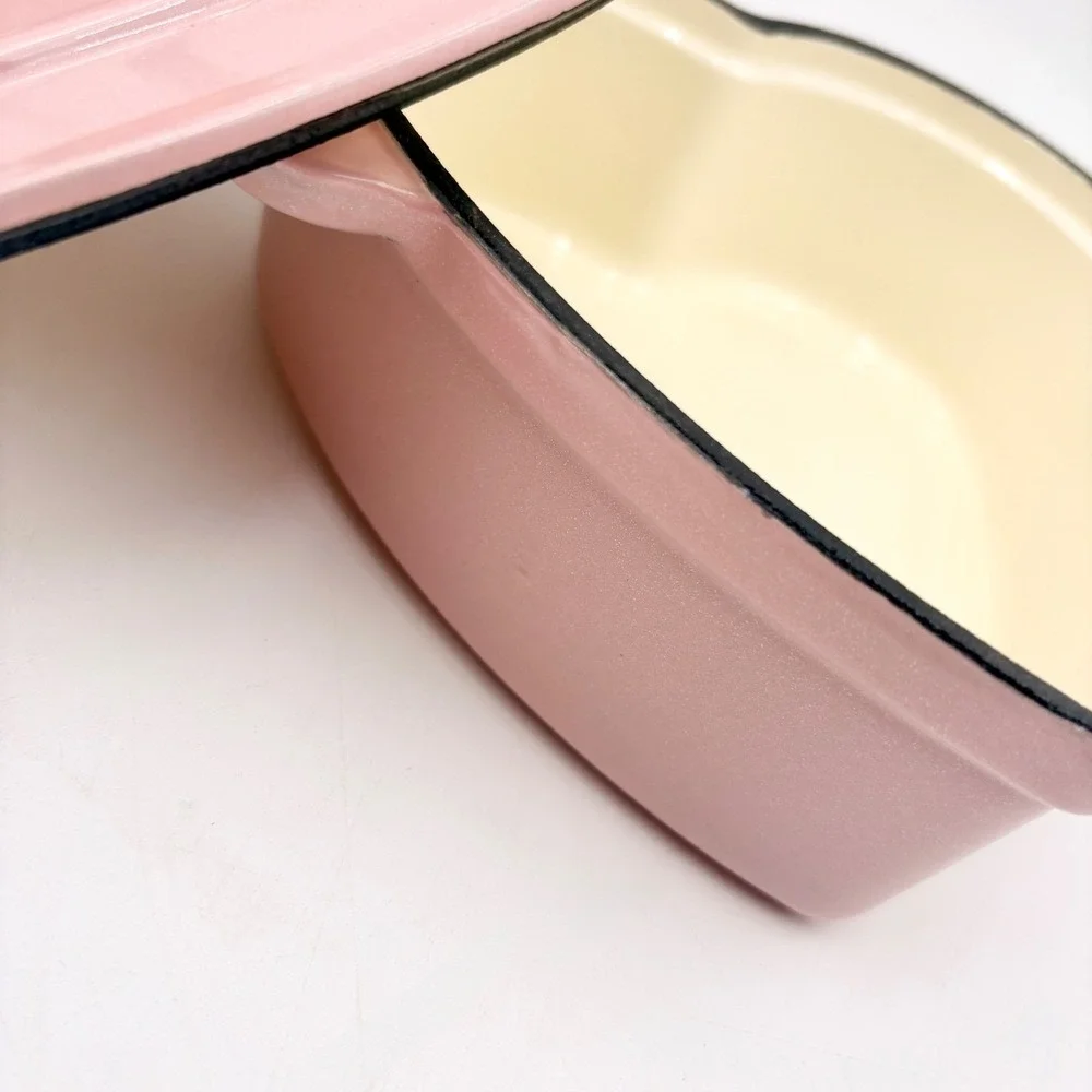 Smith & Clark 1QT Heart Dutch Oven Enameled Cast Iron Pink Gold‎ Knob NEW